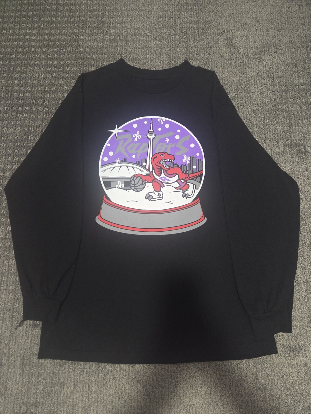 Toronto Raptors Snow Globe Graphic Black Long Sleeve Tee